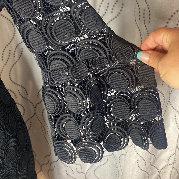 RSVP by Talbots Black Flounce-Sleeve Lace Dress - Picture 4 of 10